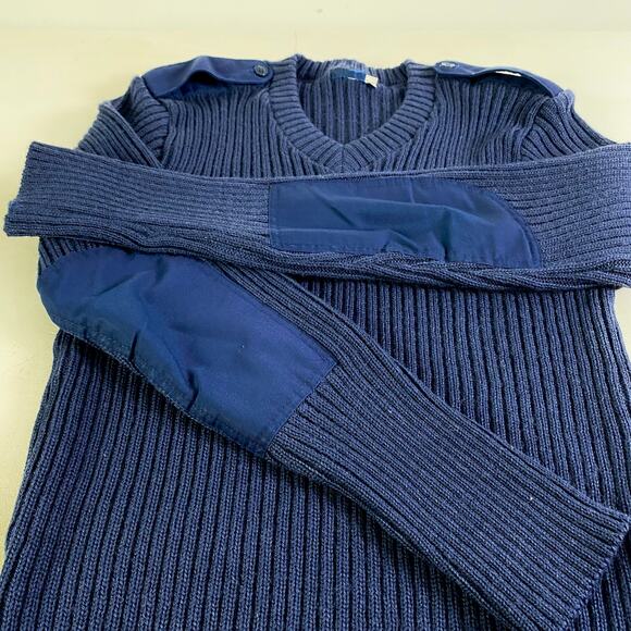Blue Gray Military Pullover Wool Military Tactical Ribbed Sweater Sz M/L - Picture 9 of 9